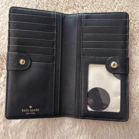 Kate Spade Large Slim Bifold Wallet Black - Picture 3 of 8